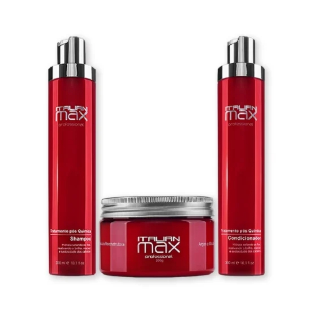 Italian Max Kit Post Química Shampoo + Acondicionador 300 ml. + Máscara 200 gr